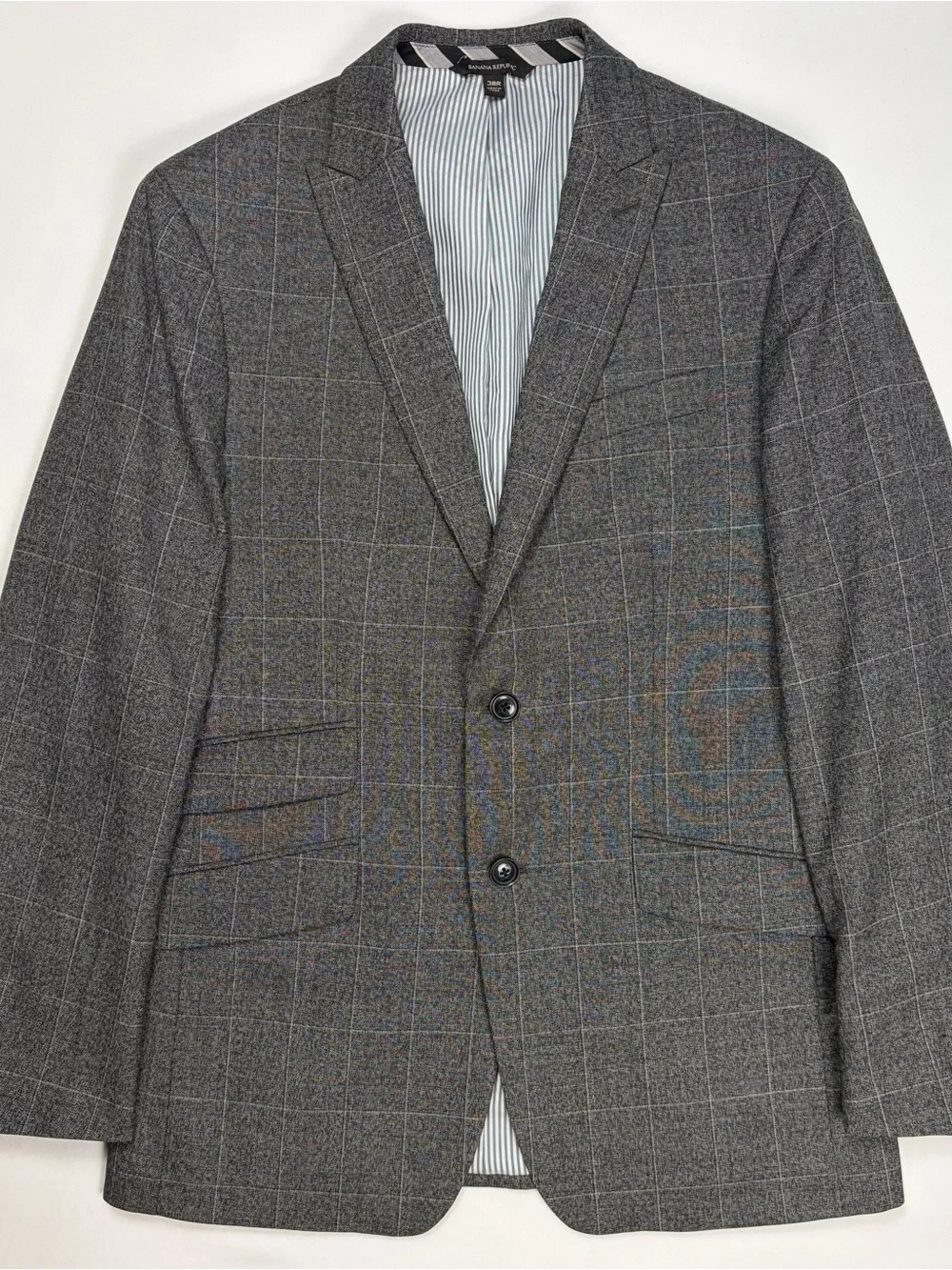 Banana Republic 38R Wool Windowpane Blazer Gray Standard Fit